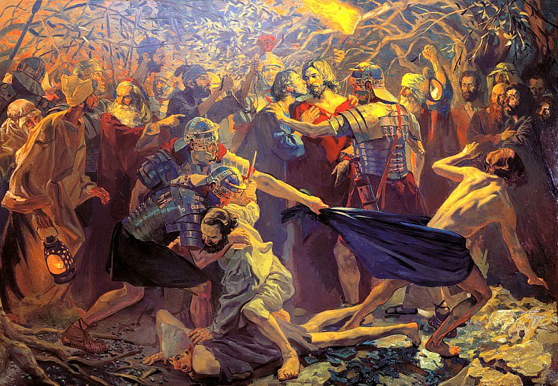 Pavel Popov – Taking Christ into custody, 900 Classic russian paintings