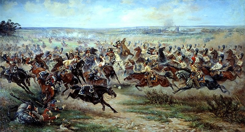 Mazurovskii Victor – Attack of the Life Guards regiment at the French cuirassier in the battle of Friedland June 2, 1807, 900 Classic russian paintings