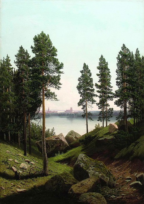 МЕЩЕРСКИЙ Арсений – Пейзаж с озером, 900 Картин самых известных русских художников
