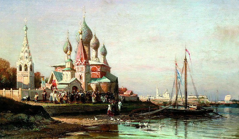 Bogolyubov Alexey – Procession in Yaroslavl, 900 Classic russian paintings