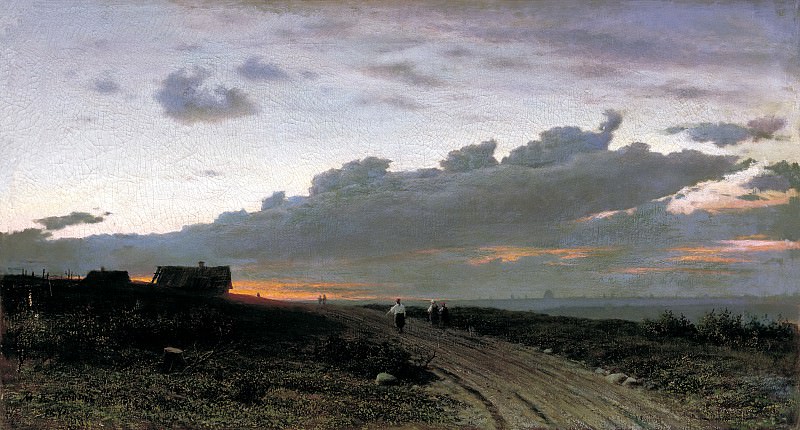 Klodt Mikhail – An evening view of the countryside. Orel province, 900 Classic russian paintings