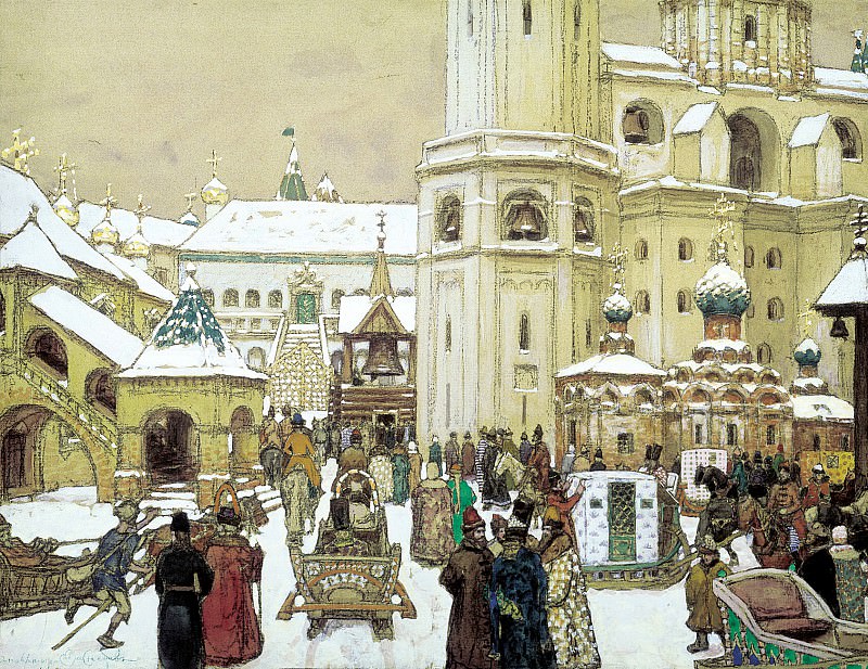 Vasnetsov Apollinaris – Area of Ivan the Great in the Kremlin. XVII century, 900 Classic russian paintings