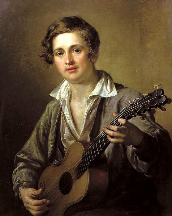 Tropinin Basil – Guitarist. 1823, 900 Classic russian paintings