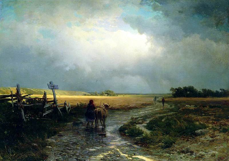 Fyodor Vasiliev – After the rain. Country road, 900 Classic russian paintings