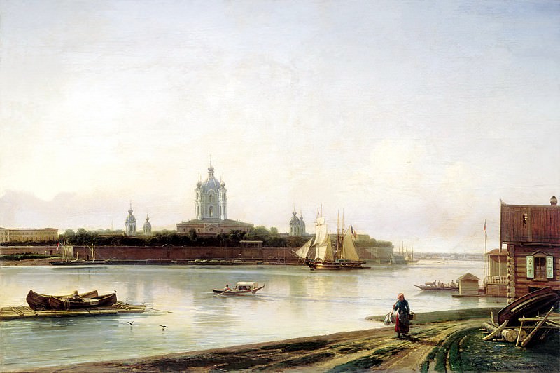 Bogolyubov Alexey – Kind of Smolny Convent from the Great Ohta, 900 Classic russian paintings