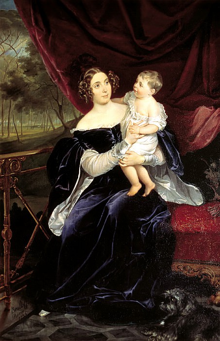 BRYULLOV Karl – Portrait of Countess Olga Ivanovna Orlova-Davydova and daughter Natalia. 1834, 900 Classic russian paintings