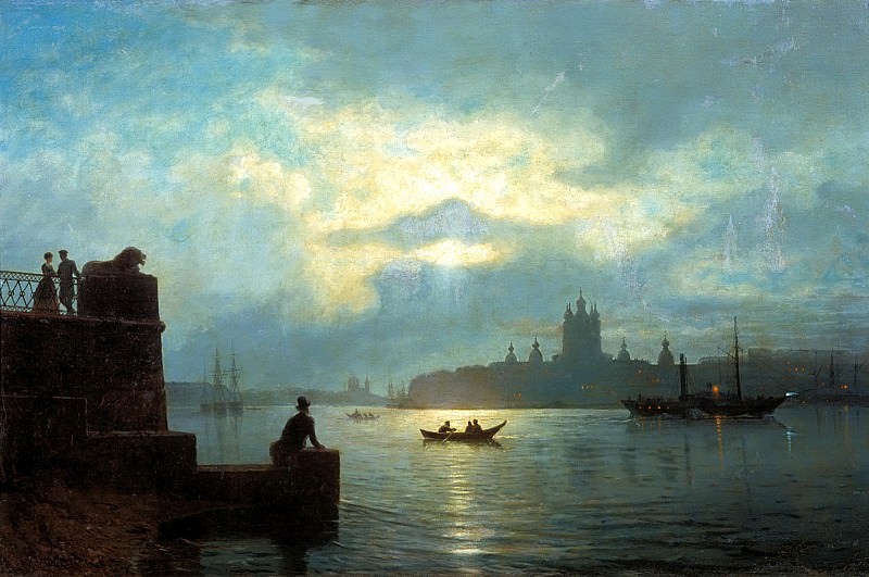 Lagorio Lev – Moonlight on the Neva, 900 Classic russian paintings