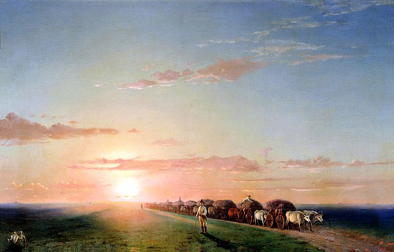 Ivan Aivazovsky – The train in the steppe, 900 Classic russian paintings