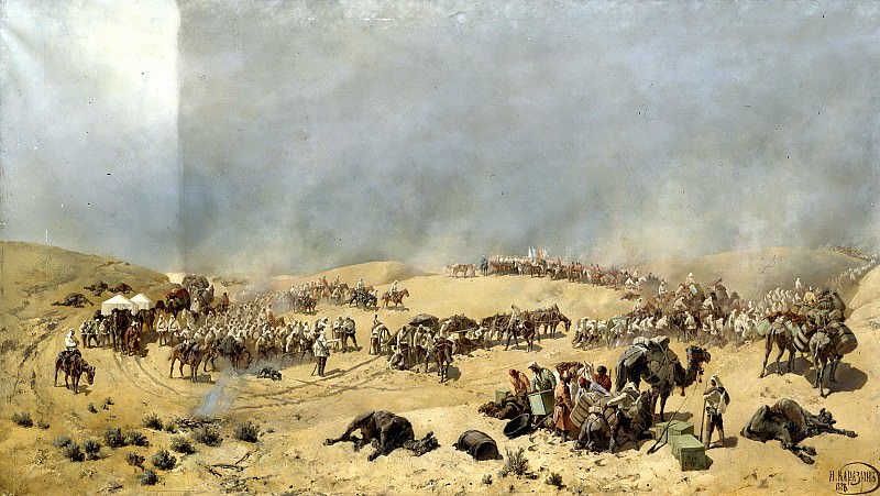 Karazin Nick – Khiva expedition of 1873. Go Turkestan detachment through the dead sands to the wells Adam Krylgan, 900 Classic russian paintings