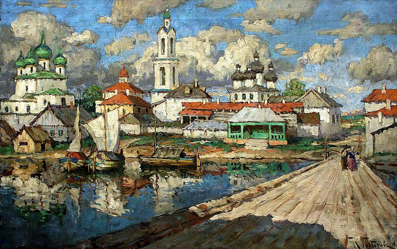 ГОРБАТОВ Константин – Вид на старый город, 900 Картин самых известных русских художников