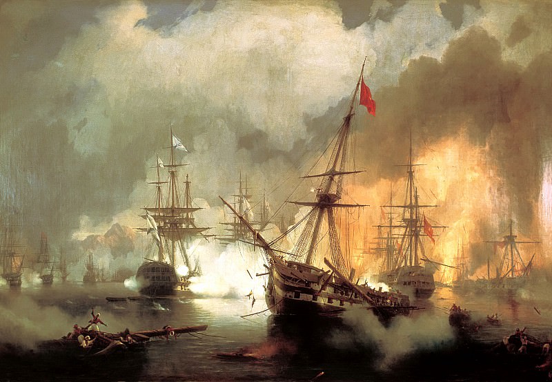 АЙВАЗОВСКИЙ Иван – Морское сражение при Наварине 2 октября 1827 года, 900 Картин самых известных русских художников