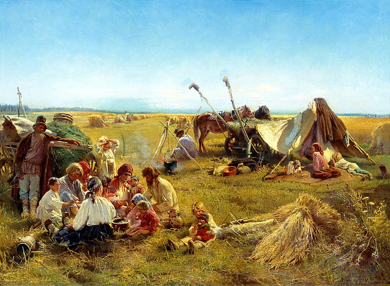 MAKOVSKY Constantine – Peasant lunch in the field, 900 Classic russian paintings
