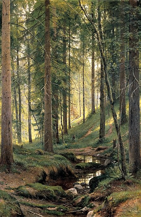 ШИШКИН Иван – Ручей в лесу, 900 Картин самых известных русских художников