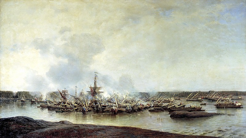 БОГОЛЮБОВ Алексей – Сражение при Гангуте 27 июля 1714 года, 900 Картин самых известных русских художников