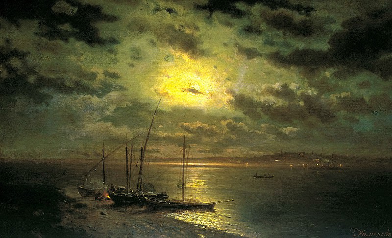 Brick Leo – Moonlit Night on the River, 900 Classic russian paintings