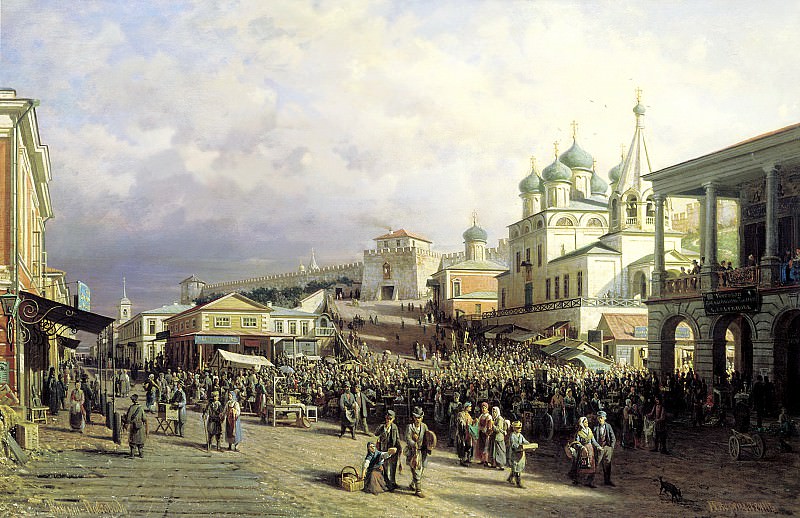 ВЕРЕЩАГИН Пётр – Рынок в Нижнем Новгороде, 900 Картин самых известных русских художников