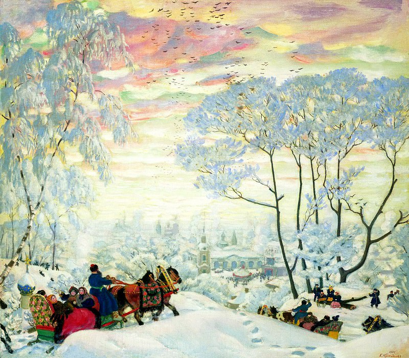 КУСТОДИЕВ Борис – Зима. 1916, 900 Картин самых известных русских художников