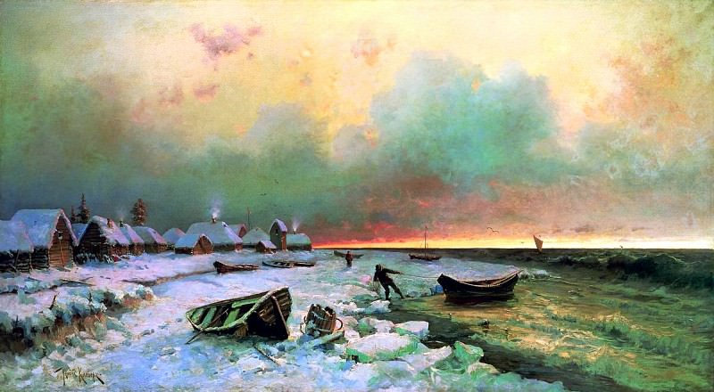 КЛЕВЕР Юлий – Деревня на острове Нарген, 900 Картин самых известных русских художников