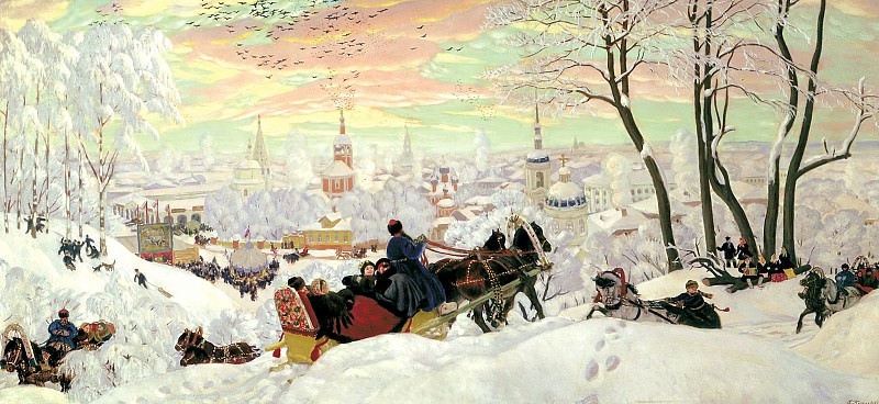 Kustodiyev Boris – Pancake, 900 Classic russian paintings