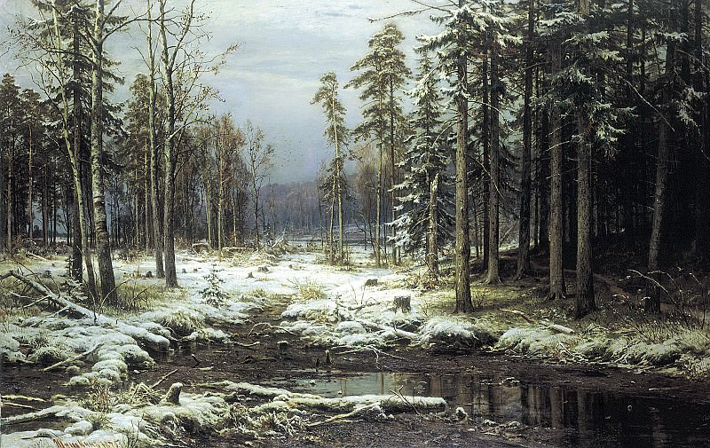 Shishkin Ivan – First Snow, 900 Classic russian paintings