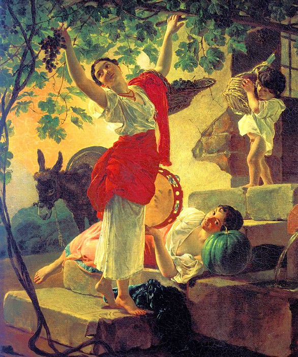 BRYULLOV Carl – Girl, gather the grapes in the vicinity of Naples, 900 Classic russian paintings