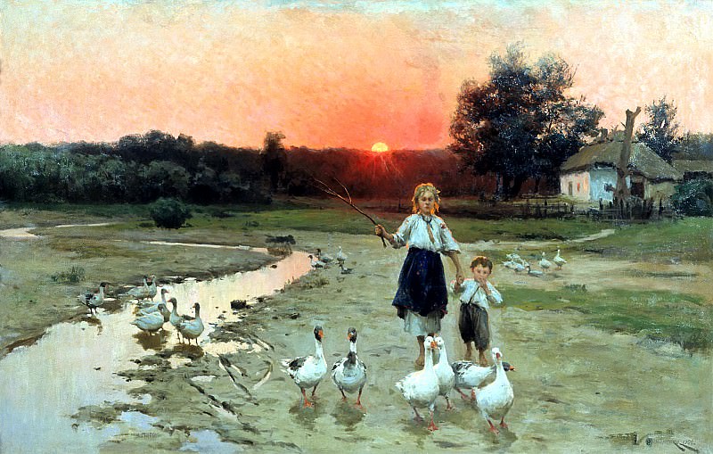 Pimonenko Nick – Evening, 900 Classic russian paintings
