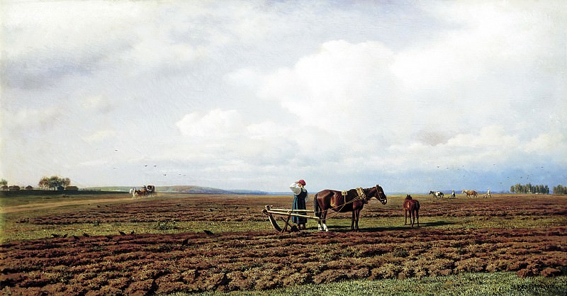Klodt Mikhail – On the furrows. 1872, 900 Classic russian paintings