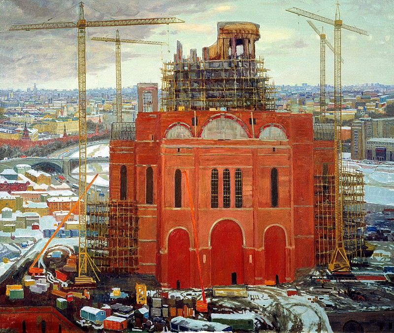 Oksana PAVLOVA – Construction of the Cathedral of Christ the Savior, 900 Classic russian paintings