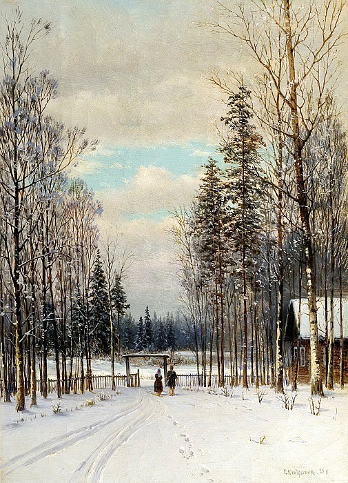 Kondratenko Gabriel – Winter. At the entrance, 900 Classic russian paintings