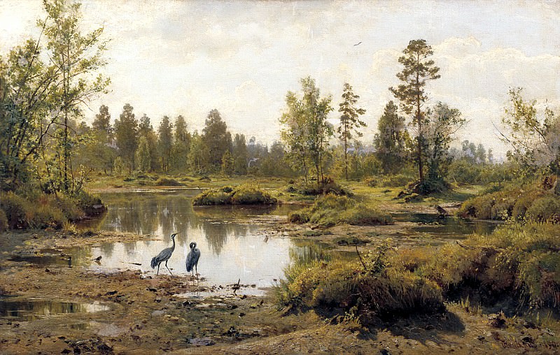 Shishkin Ivan – Swamp. The Cranes., 900 Classic russian paintings