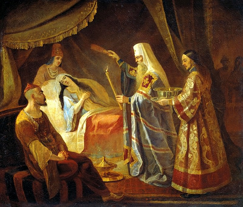Kapka Jacob – Healing Metropolitan Alexei Tayduly, wife Chanibeka, Khan of the Golden Horde, 900 Classic russian paintings
