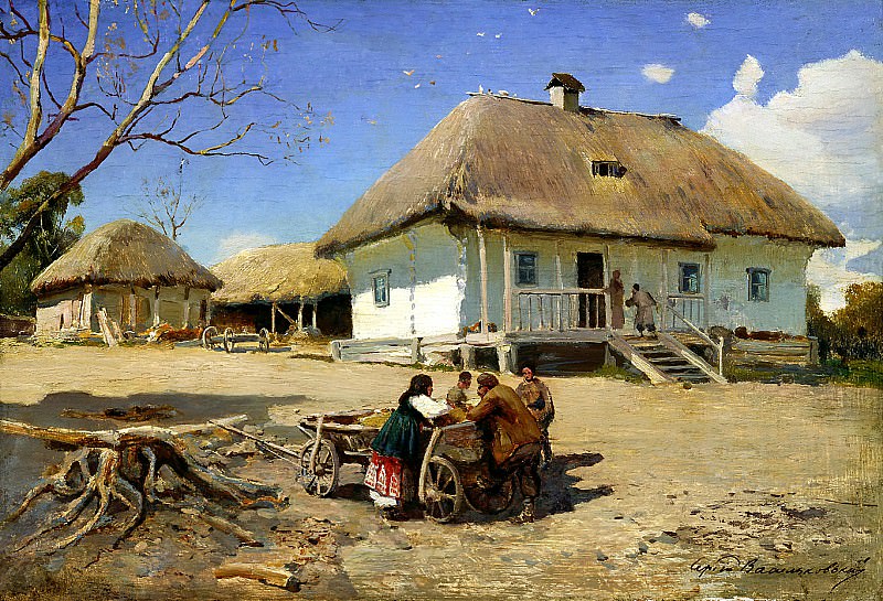 Vasilkovsky Sergey – Cossack yard, 900 Classic russian paintings