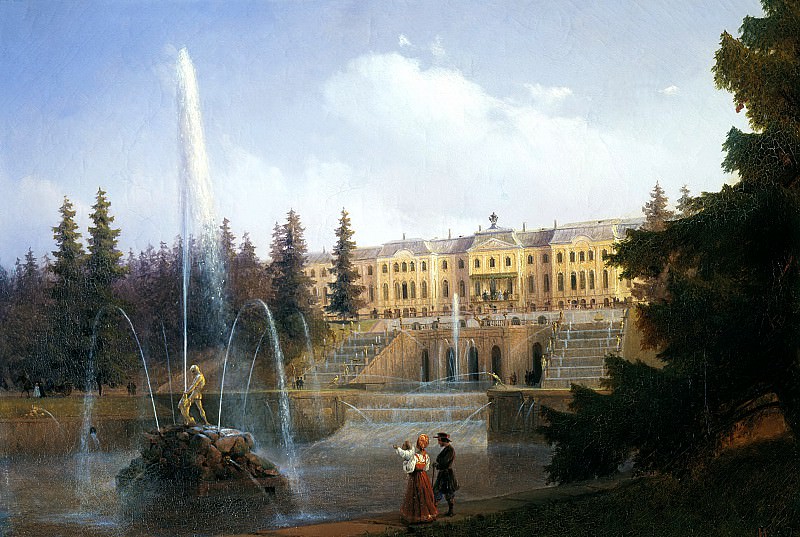 Aivazovsky, Ivan – View of the Grand Cascade at Peterhof. 1837, 900 Classic russian paintings