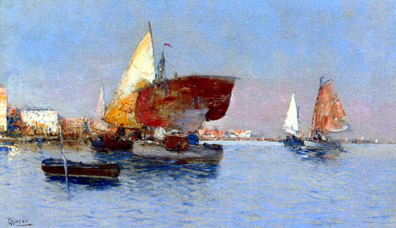 Herrer Cesar Fishing Vessels In The Venetian Lagoon, Испанские художники