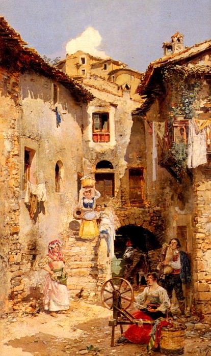 Marco Vicente March y A Roman Courtyard In Summer, Spanish artists