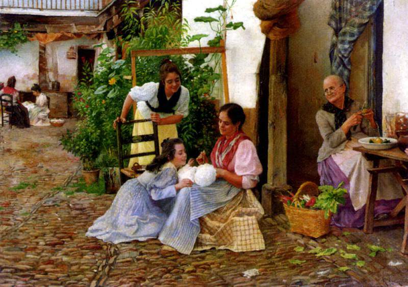 Cabrera Ricardo Lopez Feeding The Baby, Испанские художники