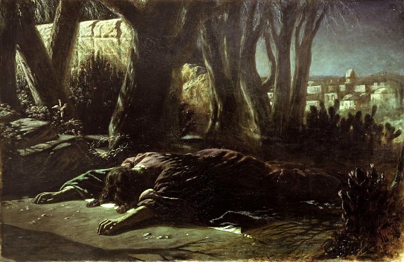 Christ in Gethsemane. 1878 Oil on canvas. 151. 5x238 TG, Vasily Perov