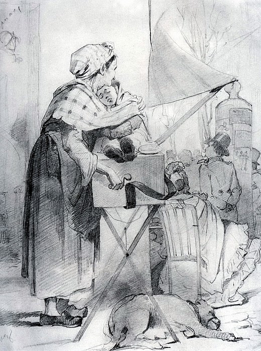 Paris sharmanschitsa. Sketch. AB 1863, gr. c. 27h21, 8 HTG, Vasily Perov