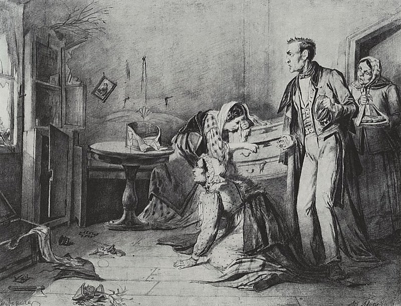 Кража со взломом в Пасхальную ночь. 1861 Рис. 33х42, 5 ГТГ, Василий Григорьевич Перов