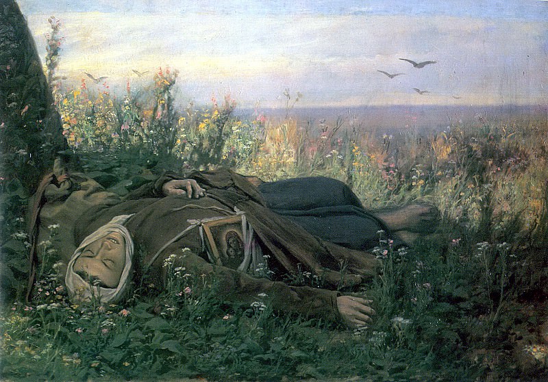 Wanderer in the field. H. 1879, 63h94 pm N. Novgorod, Vasily Perov