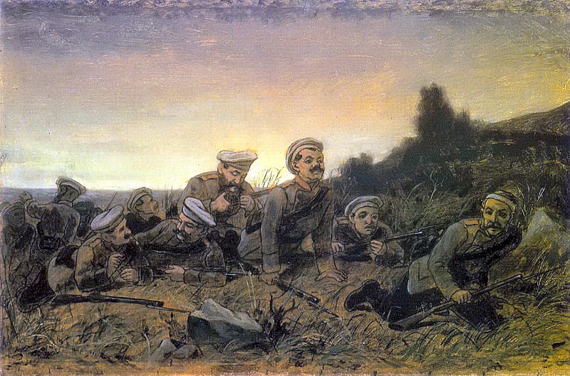 Plastun Sevastopol. Esk. painting in 1874 from KMRI. 40x60. 8 TG, Vasily Perov