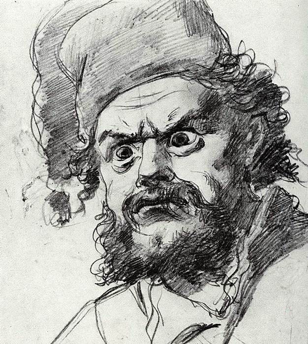 Head Pugacheva. Sketch. Fig. 19, 1h17, 9 TG, Vasily Perov