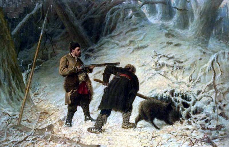 Hunting for wild boar. H., m. 93. 5x142, Vasily Perov