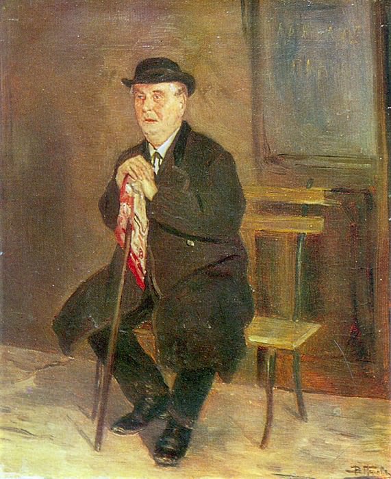 old man on the bench. 1880. H., M. 36h29 Rostov-na-Donu, Vasily Perov