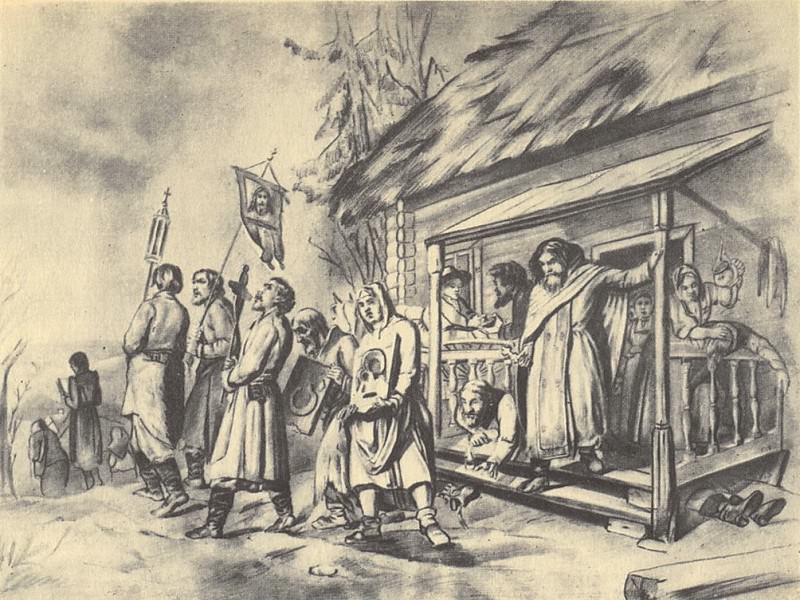 Procession on Easter. Sketch pictures. 1860. GRM, Vasily Perov