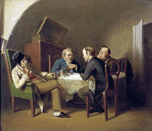 the round table discussion. Bulletin 1866, oil. 18. 1h21. 5, Vasily Perov