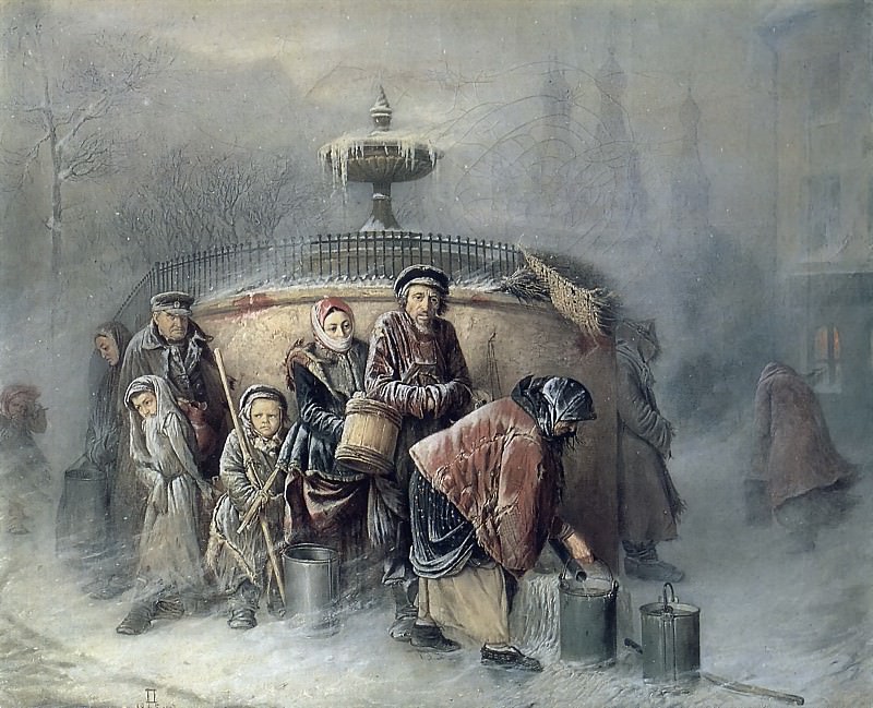Очередные у бассейна. 1865 Х. , м. 49, 5х61 Минск, Василий Григорьевич Перов