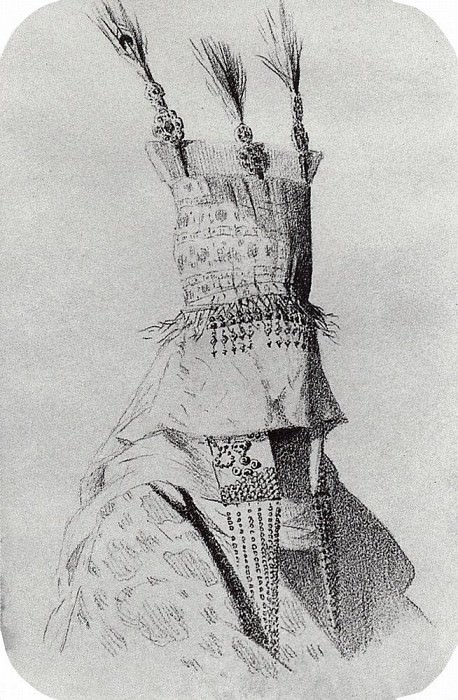 Наряд киргизки-невесты с головным убором, закрывающим лицо. 1869-1870, Василий Васильевич Верещагин