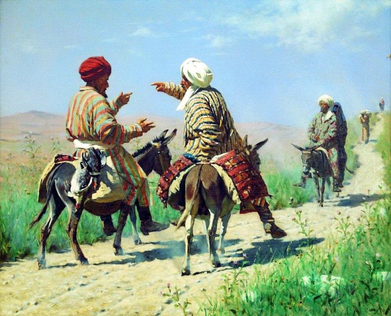 Мулла Рахим и мулла Керим по дороге на базар ссорятся. 1873, Василий Васильевич Верещагин