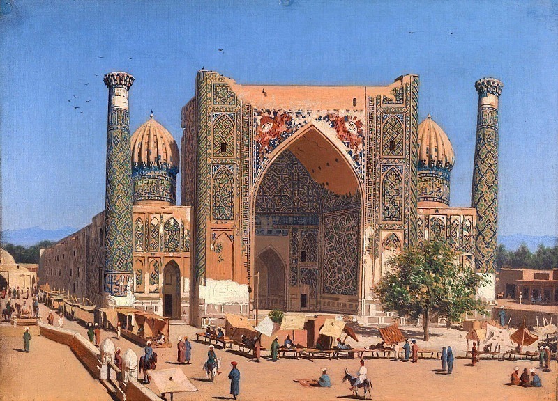 Shir-Dor Madrasah on Registan Square in Samarkand, Vasily Vereshchagin
